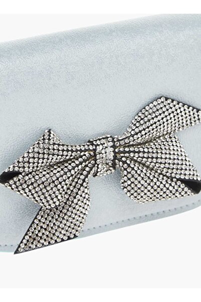 Celeste Bow Embellished Crossbody Bag with Chain Detail Strap and Flap Closure