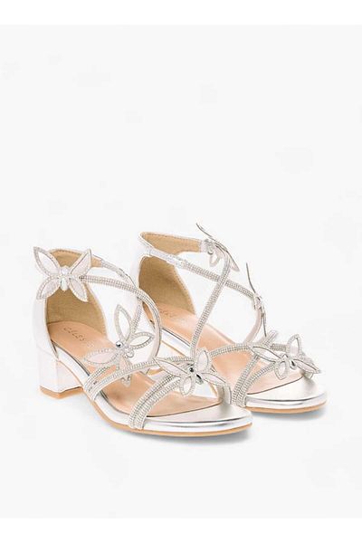 Celeste Girl's Butterfly Embellished Sandals with Hook and Loop Closure