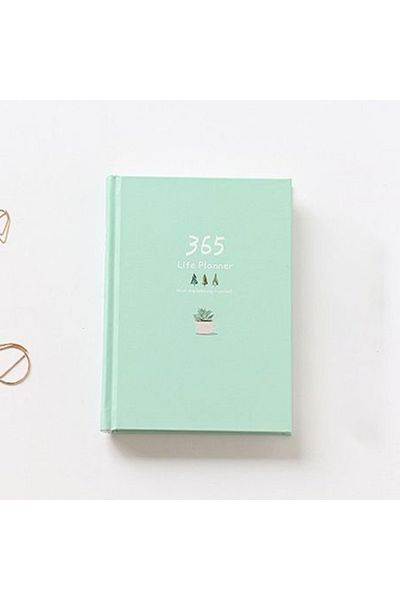 Choice Light Green 365 Planner Notebook Colorful Inner Page Illustration Daily Yearly Plan Diary Book Recor