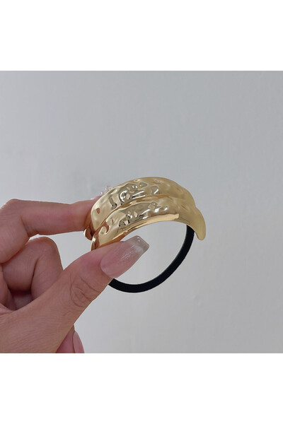 Choice 05 رباط شعر معدني كبير على شكل قوس مطروق على الموضة من الروديوم ودبوس ...