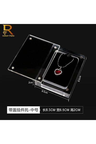 Choice 8.5X6.5CM Acrylic Glass Top Gem Box White & Black Showcase Gemstone Casket Diamond Display Stand Hol