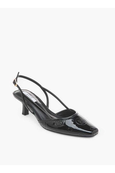 ELLE Women's Square Toe Shoes with Buckle Closure and Kitten Heels