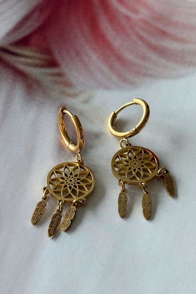 Trendy Butik أقراط نموذج صائد الأحلام من الفولاذ