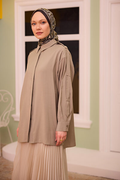 LOCCO Green Epaulette Detailed Women's Shirt