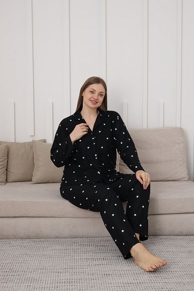 TAMPAP Shirt Collar Suede Bottom Top Large Size Women's Pajamas Set