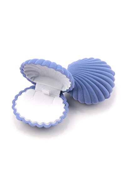 choice2 صندوق مجوهرات مخملي على شكل صدفة جميل مكون من قطعة واحدة باللون الأزر...