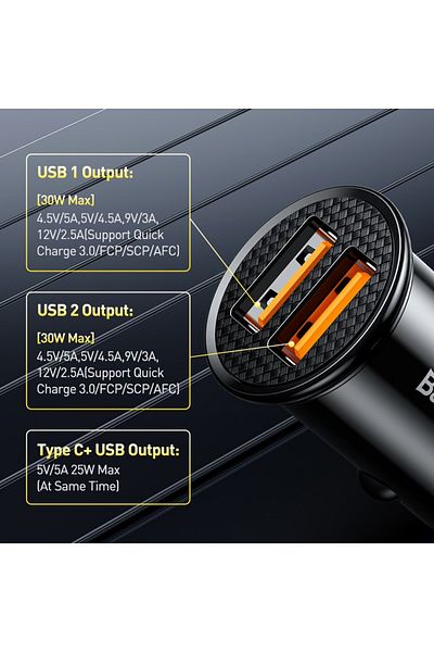 Baseus Dual USB Baseus 30W USB Car Charger Quick Charge 4.0 3.0 FCP SCP USB PD For Xiaomi iPhone 12 13 14 P