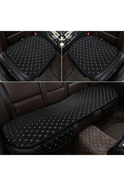 Choice Black with Beige 3Pcs Car Seat Cover Universal Car Seat Cushion Breath...