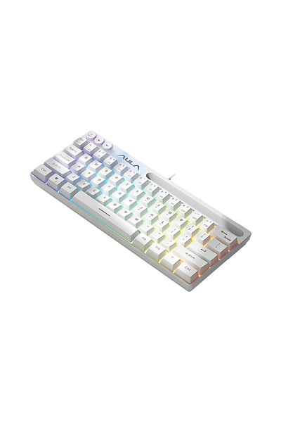 Choice White-Single Effect AULA F3061 Mechanical Touch Feel Keyboard 61 Keys Wired Mini Keyboard RGB Backl