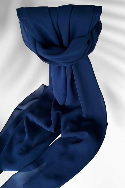 Amine Hüma Chiffon Shawl 75*180 Navy Blue