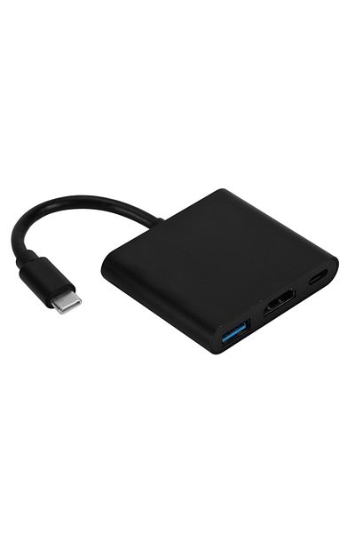Choice موزع USB 3 في 1 أسود 3 في 1 موزع USB C إلى HDMI موزع USB 3.0 متوافق مع Type-c إلى HDMI