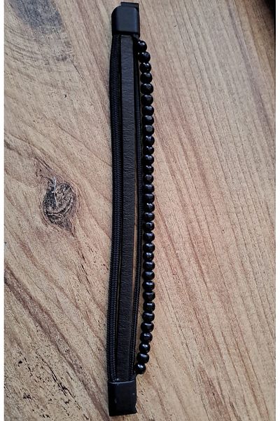 Depolife Natural Leather Bracelet - Beaded String with Metal Clasp