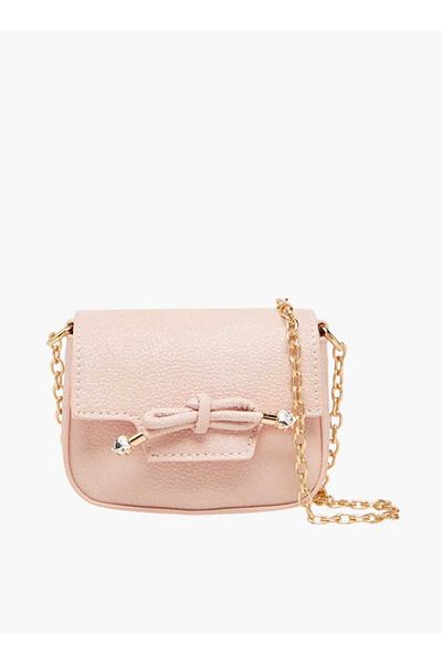 Little Missy Little Missy Bow Accent Crossbody Bag with Chain Strap and Button Closure