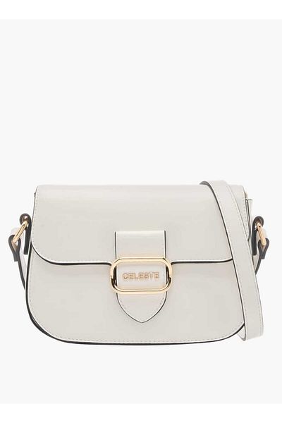 Celeste Solid Crossbody Bag with Adjustable Strap and Flap Closure