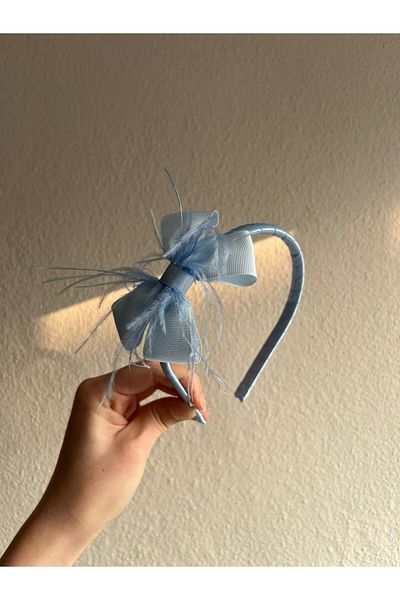SavBrand Blue Feather Bow Maternity Crown