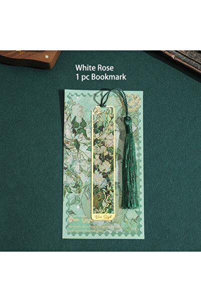 Choice White Rose 1 Pc Retro Floral Painting Metal Bookmark Hollow Bronzing B...