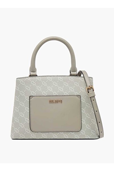 Celeste Monogram Print Tote Bag with Top Handle and Detachable Strap - W 8.5 x H 16.8 x D 22.5 cm