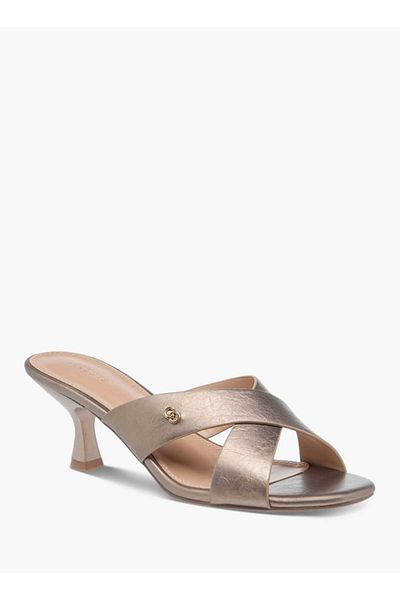 Celeste Women's Cross Strap Slip-On Sandals with Flared Heels