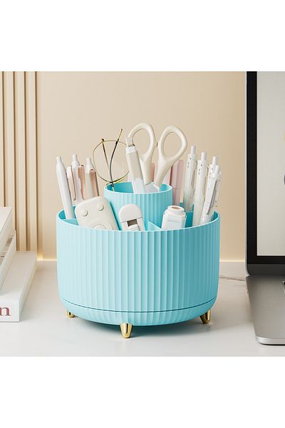 Choice Sky Blue 360° Rotating Pen Holder Desk Stationary Organizer Box 5 Slot Pink Office Kawaii Storage Fo