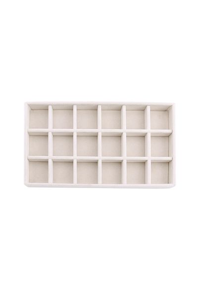 Choice Beige-18slot Velvet Jewelry Box Display Tray Drawer Storage Jewellery Holder For Ring Earrings Neckl