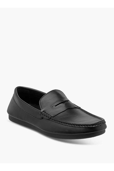 Duchini Men's Solid Slip-On Moccasins with Cutout Detail