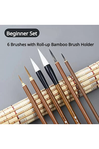 Choice مجموعة من 6 فرش للمبتدئين مكونة من 6/9/12/16 فرشة خط صيني مع حامل فرشا...