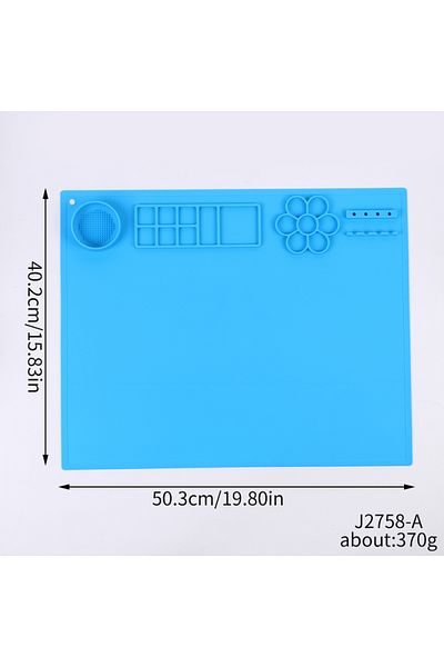 Choice Blue Silicone Painting Mat Kids Art Crafts Pads with Cup and Paint Brush Holder Palette DIY Handmade