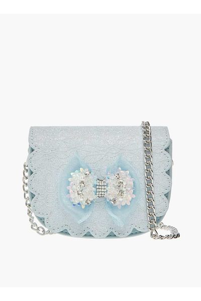 Little Missy Bow Accent Crossbody Bag with Chain Strap and Button Closure