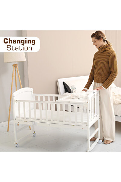 TEKNUM 7 - in - 1 Convertible Kids Bed & Bedside Crib w / Mattress, Mosquito net (0 - 12yrs) - White