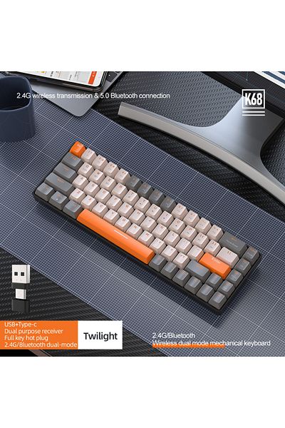 Choice Red Switch White 60% Wireless Mechanical Keyboard Bluetooth Dual Mode Hot-Swap Ziyoulang K68 Mini Ke