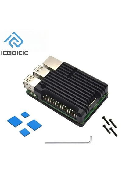 ICGOICIC Pi 4 No Fan For Raspberry Pi 4 3 Model B 3b Plus Aluminum Case With Dual Cooling Fan Metal Shell Enc