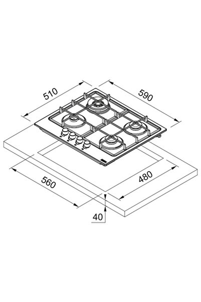 Franke FHSM 604 4G XS C Döküm Izgaralı İnox Ocak