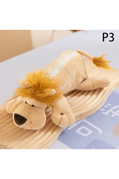 Choice 3 Cartoon Animal Elephant Lion Plush Pen Case For Kid School Season Large Capacity Supplies Station.