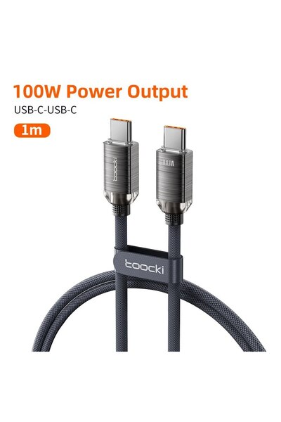 Toocki كابل شحن سريع من النوع C إلى النوع C، رمادي اللون، بطول متر واحد، بقدر...