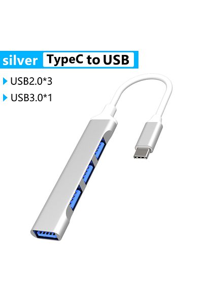 Choice موزع USB C فضي اللون من النوع C 3.0 بمنفذ 3/4 متعدد المنافذ OTG USB لجهاز Macbook Pro مقاس 13 و15 بوصة