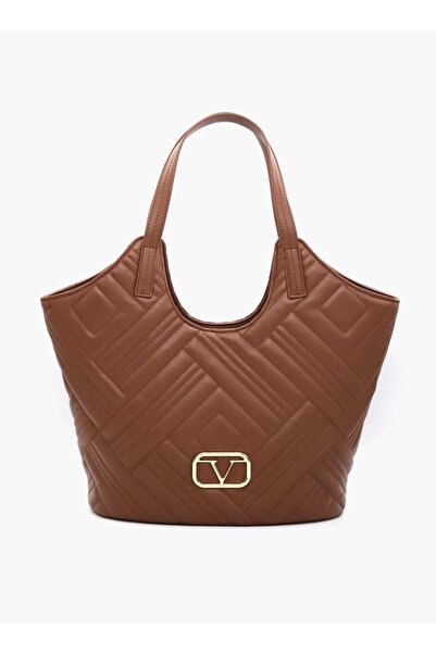 V Italia V Italia Quilted Tote Bag with Double Handle and Button Closure