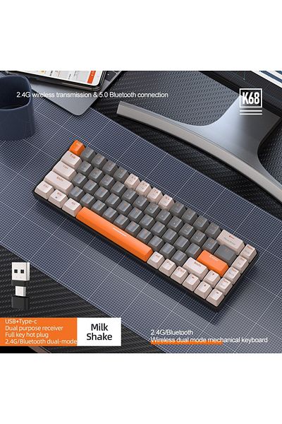 Choice black Red Switch 60% Wireless Mechanical Keyboard Bluetooth Dual Mode Hot-Swappable Mini 68-Key Red