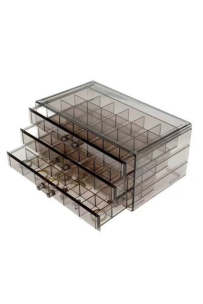 Choice Dark Brown 1pc, Jewelry Storage Box, Material: Transparent PS, Color: Transparent, Brown, Gray, Pink