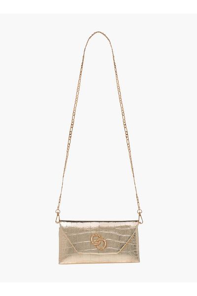 Celeste Embellshed Crossbody Bag with Chain Strap and Flap Closure