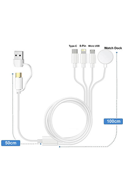 Choice كابل شحن متعدد 4 في 2 150 سم - 59.0 بوصة لساعة iWatch والهاتف لهاتف iP...