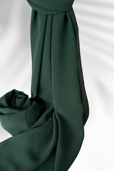 Amine Hüma Emerald Tone Chiffon Shawl 75*180 Size