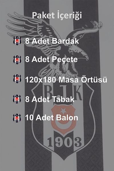 Cansüs BJK Εκτυπωμένη Σετ Γιορτής για 8 Άτομα