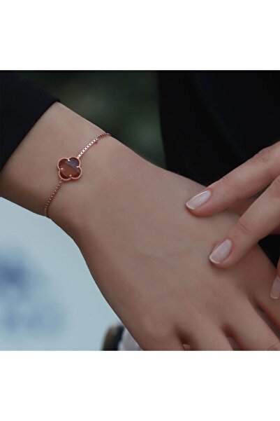 Necati Gün İkonik Alhambra Yonca Zultanit Taşlı Rose Gold Kaplama Asansörlü B...