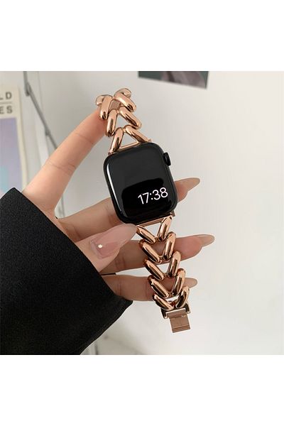 Choice 38mm 40mm 41mm Rose Gold Luxury Love Heart Metal Strap For Apple Watch Band Ultra 44mm 45mm 41mm 40m