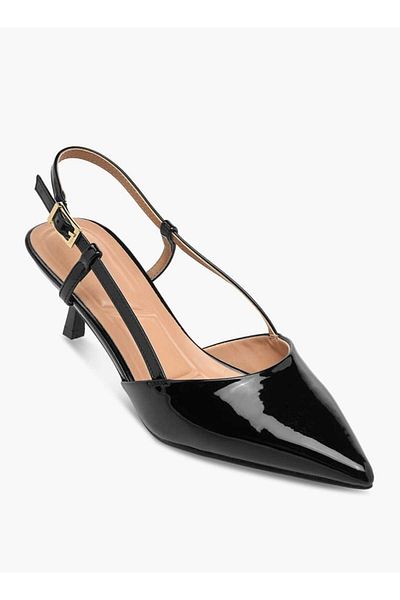 Celeste Women's Pointed Toe Slingback Shoes with Kitten Heels and Buckle Closure