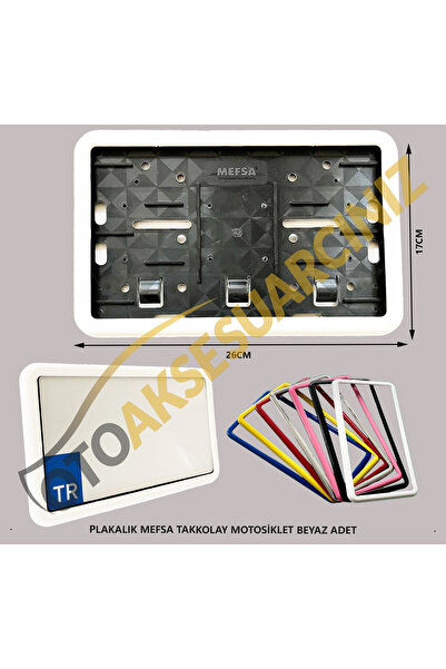mefsa PLAKALIK PLASTİK TAK KOLAY MOTOR MOTOSİKLET BEYAZ ÇERÇEVELİ 1 ADET