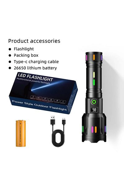 Choice G61-FJH-with-battery High Power Spotlight Long Range LED Flashlight Fluorescent Absorbing Film Lumin