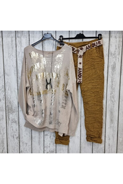 pudubutik Belted Lycra Italian Velvet Trousers Mustard