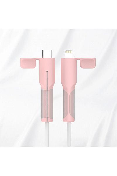 Choice واقي كابل شاحن C إلى iPhone باللون الوردي، واقي كابل شاحن من السيليكون من النوع C إلى النوع C/iPhone/USB A