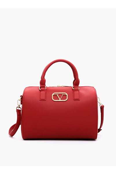 V Italia حقيبة توت V Italia Solid مع حزام قابل للفصل وإغلاق بسحاب